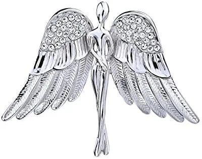 Miniatura 4 de Broche con diamantes de imitación de ángel de la guarda en tono plateado, rhinestone Cristal NA