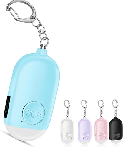 Hion Alarma de seguridad personal para mujeres, recargable de 130 dB, llavero de alarma de autodefensa con linterna LED, seguridad sonora segura de