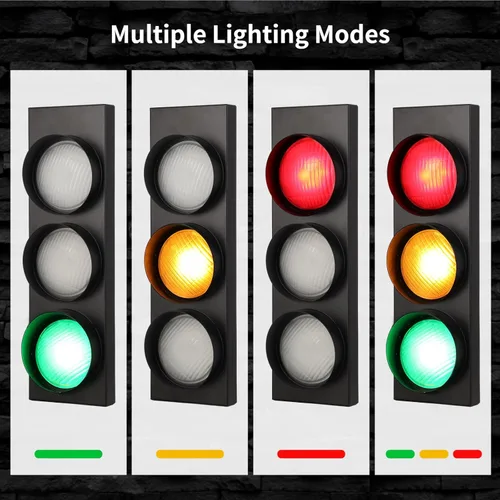 Miniatura 3 de yeesport Lámpara de Pared con Señal de Tráfico, Luz LED de Tráfico Retro con Control Remoto, Luz de Stop para Dormitorio Infantil, Luz Decorativa