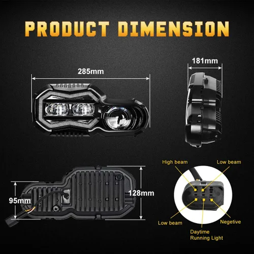 Miniatura 6 de M MIBAHE Faro LED de luz alta/baja con conjunto de faros LED DRL compatible con BMW F800GS F800GS Adventure F700GS F650GS