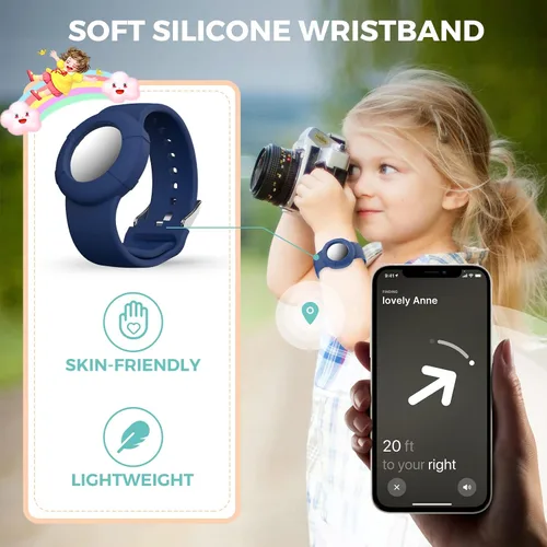 Miniatura 3 de Pulsera Air Tag para niños paquete de 2 Pulsera de silicona suave para niños Soporte ligero para rastreador GPS compatible con Apple Air Tag