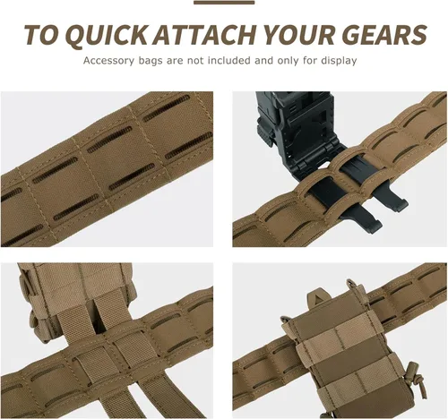 Miniatura 4 de YAKEDA - Cinturón táctico de combate – Cinturón de liberación rápida para hombre, cinturón antideslizante interior y exterior de nailon Airsoft