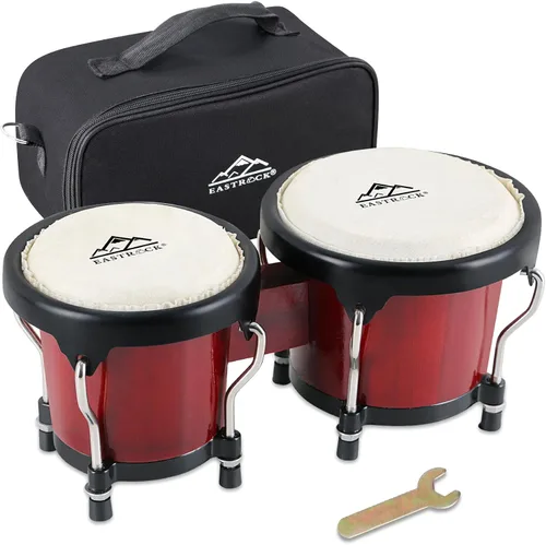 Miniatura 11 de EASTROCK Bongo - Juego de bongos de 4 y 5 pulgadas para adultos, principiantes, profesionales, instrumentos de percusión de madera ajustable