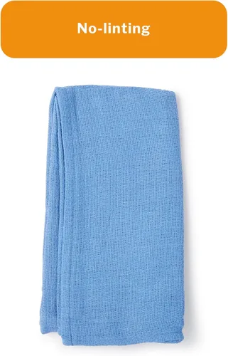 Miniatura 3 de McKesson O.R. Toallas, desechables, algodón, tejido liso, prelavadas, de un solo uso, no estériles, azul, 17 x 27 pulgadas, 100 toallas, 1 paquete