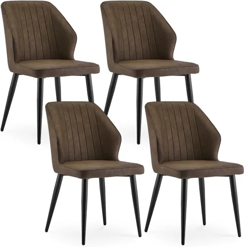 Miniatura 13 de CLIPOP Juego de 2 sillas de comedor, sillas de comedor de piel sintética, sillas de comedor modernas de mediados de siglo, sillas de cocina Gris