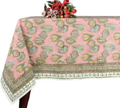 Miniatura 10 de Ridhi Mantel rectangular de algodón con estampado de bloque a mano amarillo mostaza, 102 x 48 pulgadas, reutilizable, decorativo para uso diario