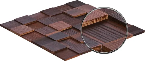 Miniatura 2 de Alenor Tessera - Paneles de pared de madera áspera 3D marrón, tablones de 5.80 pies cuadrados, juego de paneles de madera natural recuperada, ajuste
