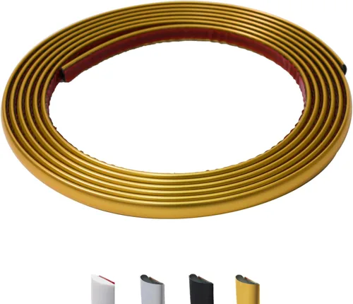 Miniatura 10 de Moldura de pared para despegar y pegar de 26.2 pies, moldura flexible en forma de D, color dorado mate para salpicaduras, espejos, paredes, ventanas