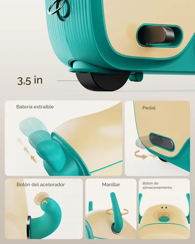 Miniatura 6 de Gyroor GNU Coche Eléctrico para Niños con Ruedas Intermitentes, Velocidades Ajustables y Almacenamiento de 14L, Vehículos Eléctricos para Niños