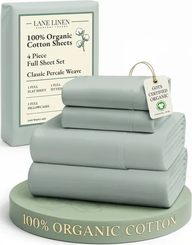 Miniatura 59 de LANE LINEN Sábanas 100% algodón orgánico para cama tamaño King, sábanas de percal suave, transpirables, de lujo, estilo hotelero, lavables a 09