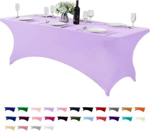 Miniatura 83 de Mantel de elastano para mesas de 4, 6 u 8 pies, mantel elástico universal ajustable para fiestas, banquetes, bodas y eventos - Verde manzana
