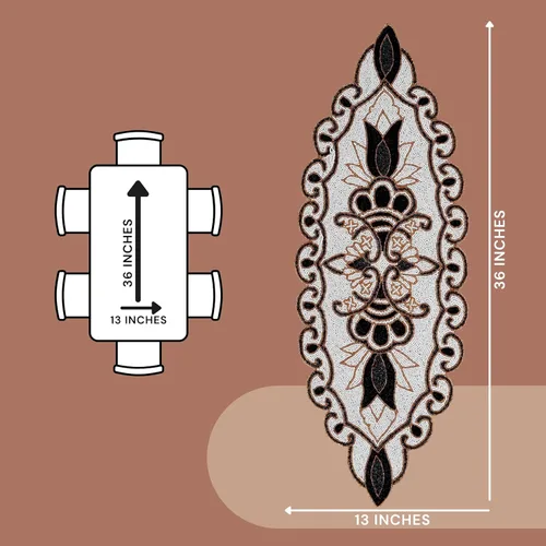 Miniatura 4 de CLEENTABLE Camino de mesa decorativo con cuentas de 36 pulgadas, diseño floral hecho a mano con respaldo de poliéster duradero para comedor, mesa
