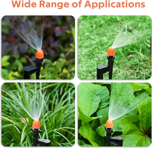 Miniatura 6 de Cabezales de Aspersor Micro de Goteo con Estaca: Boquilla de Aspersor de 90 Grados con Tubo de Riego por Goteo de 1/4" - Paquete de 10 Emisores