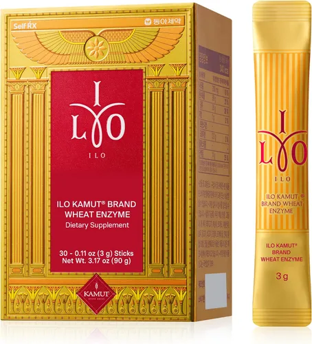 ILO Kamut - Enzima digestiva en polvo para mujeres, barras de grano antiguo fermentado con cayena, canela y pimienta negra, alivio de la hinchazón