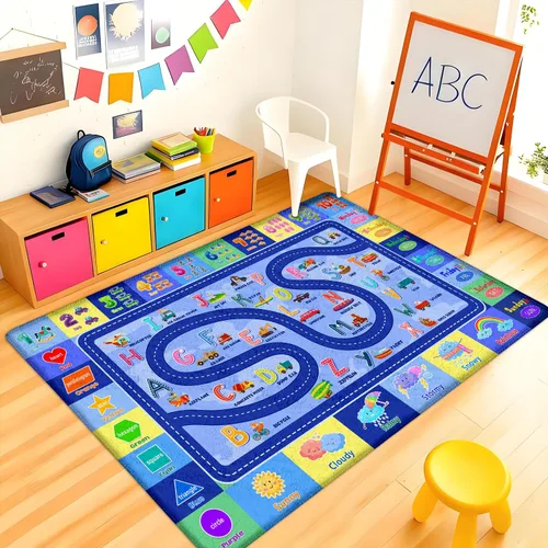 Alfombra para niños para sala de juegos, alfombra educativa para aula de niños, alfombras lavables para guardería, suave alfombra antideslizante