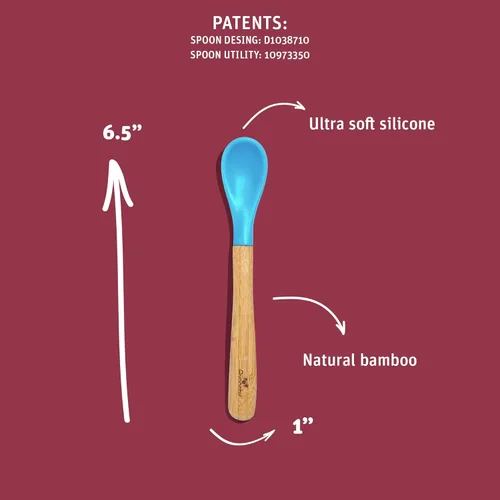 Miniatura 2 de Avanchy Cucharas de entrenamiento para bebés de bambú y silicona, sin BPA, punta suave, fácil de encías, utensilios de alimentación de primera etapa