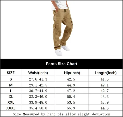 Miniatura 7 de THWEI Pantalones cargo para hombre, pantalones deportivos casuales de algodón, holgados, rectos