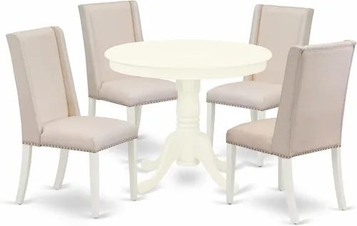 Miniatura 16 de East West Furniture ANFL3-ABK-21 - Juego de mesa de comedor moderno de 3 piezas que contiene una mesa de cocina redonda con pedestal y 2 sillas