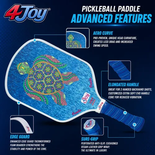 Miniatura 5 de 4Joy Pickleball Paddle Serie Amp4 – T700 de fibra de carbono Pickleball sin palas – Raquetas profesionales de pickleball para mujeres y hombres