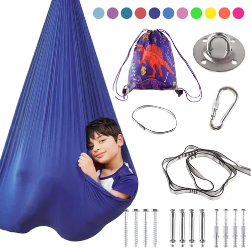 Miniatura 8 de Columpio sensorial de terapia interior para niños, necesidades especiales, columpios de techo para acurrucarse, hamaca de tela ajustable