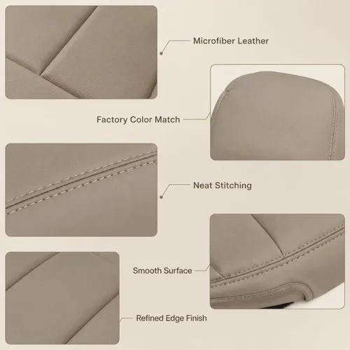 Miniatura 7 de GXARTS Funda de Asiento de Reemplazo de Cuero para Conductor y Pasajero, Parte Inferior, TAN 4H 8H, Compatible con Ford F250 F350 F450 F550 Super