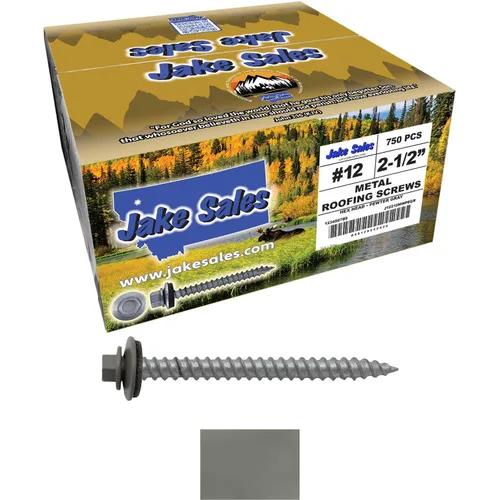 Miniatura 45 de 12 tornillos para techos de metal gris ABC de 2-1/2 pulgadas, cabezal de arandela hexagonal, arranque automático/roscado, arandela EPDM. 1 bolsa