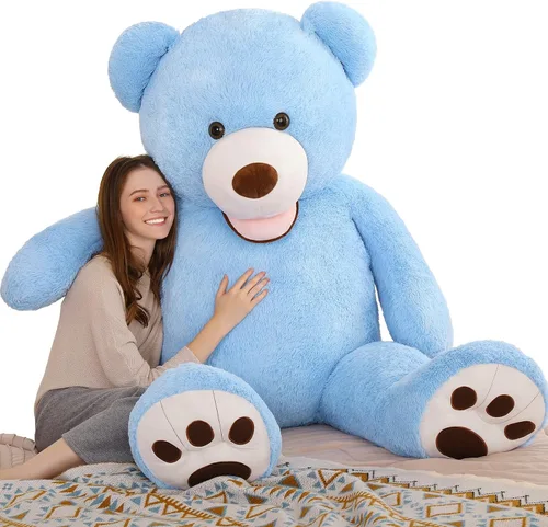 Miniatura 19 de MorisMos Oso de peluche gigante, animales de peluche grandes de 39 pulgadas con huellas grandes, osos de peluche, regalo para niños, morado