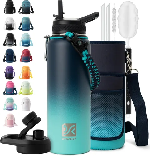 Miniatura 40 de DYSANKY Botella de agua aislada de 32 onzas, metal al vacío de acero inoxidable grueso, jarra de agua deportiva portátil para gimnasio y senderismo