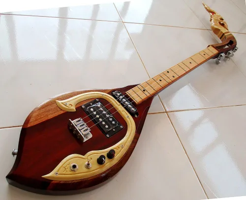 Isarn Electric Phin 3 cuerdas 3 pistas, instrumento musical de guitarra tailandesa lao, pin musical tradicional tailandés 19
