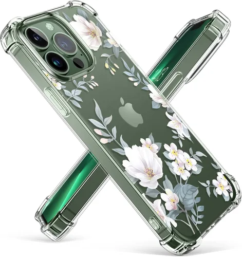 Miniatura 87 de GVIEWIN - Funda floral para iPhone 14 de 6.1 pulgadas, protector de pantalla + protector de lente de cámara, no se amarillenta, a prueba de golpes