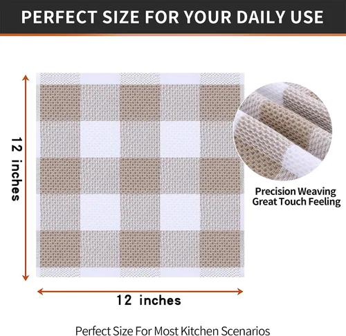 Miniatura 5 de Homaxy Paños de cocina 100% algodón, tejido gofre a cuadros, 12 x 12 pulgadas, toallas de platos súper suaves y absorbentes, de secado rápido, 6