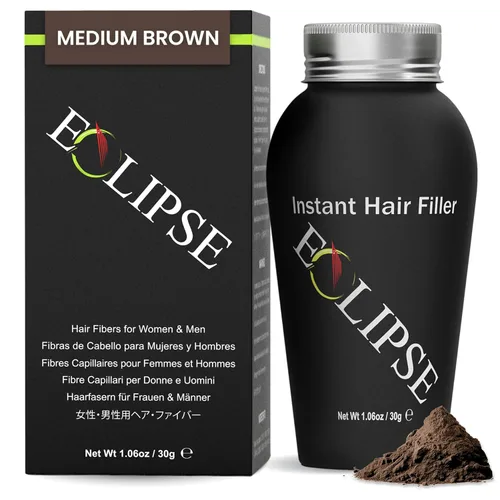 Miniatura 29 de ECLIPSE - Fibras de cabello negras para adelgazar el cabello para mujeres y hombres para ocultar la pérdida de cabello en 15 segundos, 100% fibras