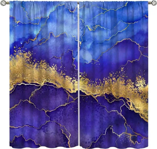 Miniatura 12 de Cortinas de mármol para dormitorio, arte abstracto moderno de lujo, textura de mármol blanco y negro, tratamiento de ventana para sala de estar