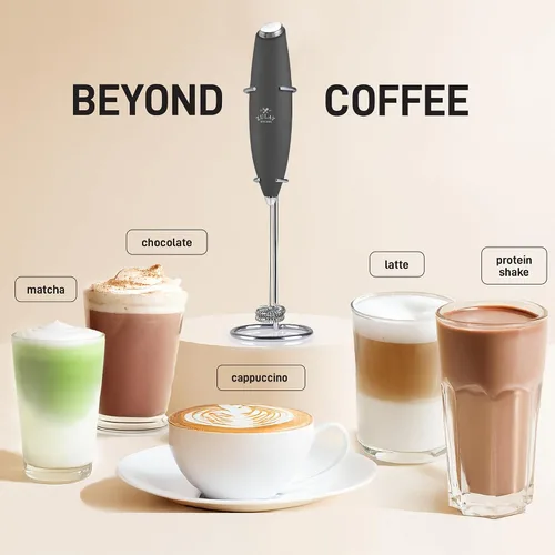 Miniatura 189 de Zulay Milk Boss Espumador de leche potente manual, hace espuma para latte, batidor para mezclar bebidas, café, miniespumador para capuchino, frappé