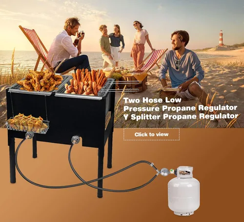 Miniatura 7 de GasSaf Regulador de propano divisor en Y de 2 pies, kit de regulador de baja presión de 2 mangueras para la mayoría de parrillas de gas LP