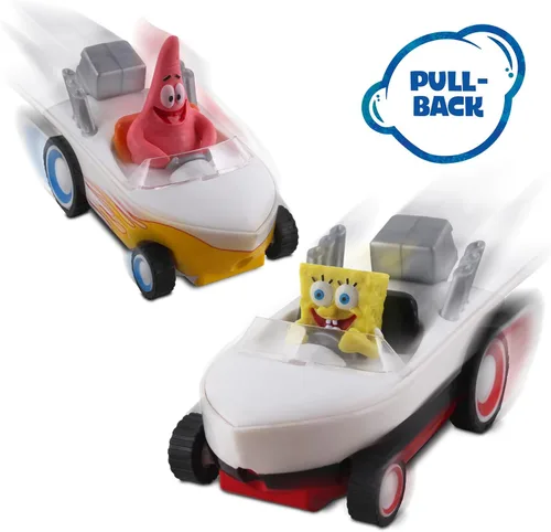 Miniatura 5 de SpongeBob Squarepants Tira hacia atrás 2 botes de Bob Esponja y Patrick, tira hacia atrás y míralos zoom, sin baterías, sin controles, sin
