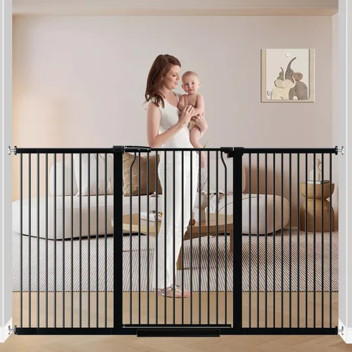 Miniatura 15 de Puerta extra alta para bebés de 40.5 pulgadas, sin taladros, puerta extra ancha de 54.7 a 60.2 pulgadas para perros y mascotas, para interiores