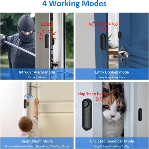 Miniatura 3 de Paquete de 5 alarmas de ventana para seguridad del hogar, 120 dB, sensor abierto de puerta y ventana para seguridad de los niños, seguridad