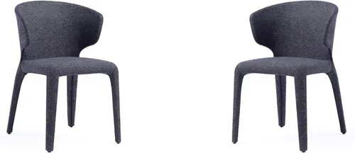Miniatura 18 de Manhattan Comfort Conrad - Sillas de comedor modernas de mediados de siglo, muebles de cocina tapizados de tweed con respaldo contorneado, acolchado