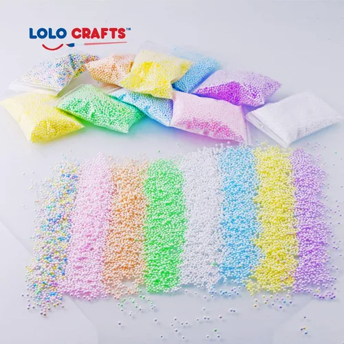 Miniatura 4 de Bolas de espuma de slime – Paquete de 18 cuentas de microespuma pastel de 0.1-0.14 pulgadas (90.000 piezas) Micro colores Rainbow Fruit Beads Craft
