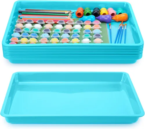 Miniatura 15 de Hoteam Bandeja organizadora de almacenamiento plana, bandeja de papel para aula, organizador de archivos apilable de plástico para escuela, oficina