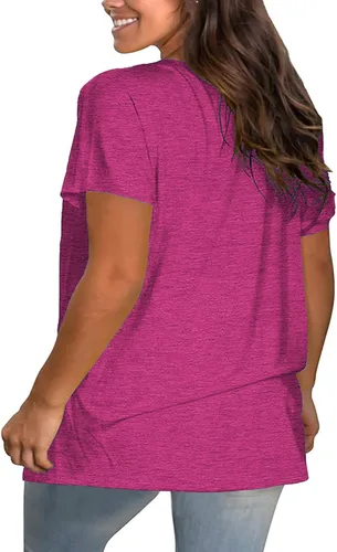 Miniatura 3 de Camisetas de manga corta con cuello en V para mujer, camisetas casuales de verano, ajuste holgado