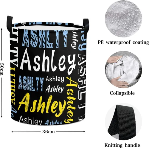 Miniatura 6 de Cesta de lavandería personalizada con nombre, cesta de lavandería plegable con asa para baño, sala de estar, dormitorio Color: 13