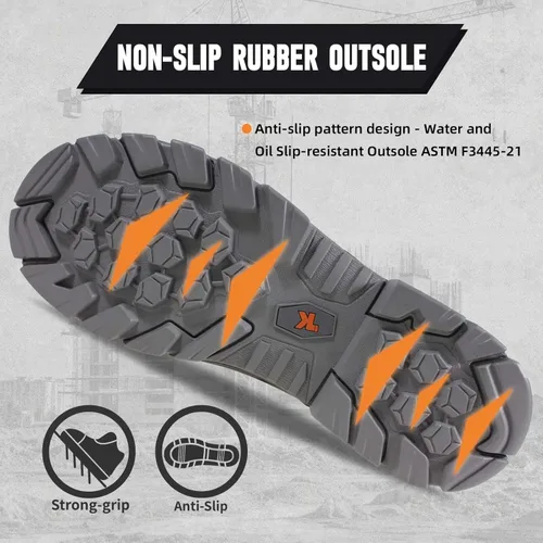 Miniatura 6 de Botas de punta compuesta: botas de trabajo impermeables para hombres, cuero genuino Nubuck, a prueba de pinchazos, suela de goma antideslizante al