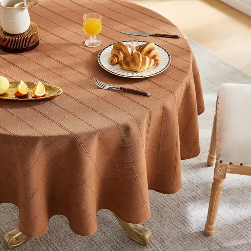 Miniatura 25 de ZeeMart Mantel (beige, redondo de 52 pulgadas)