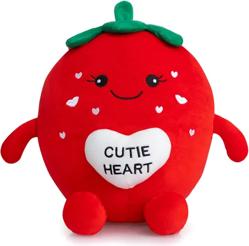 Miniatura 12 de Juguetes de peluche de piña de 17 pulgadas, lindo animal de peluche de fruta con corazón rojo, almohada de piña de felpa suave para novia, novio