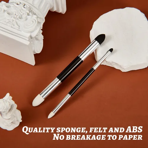 Miniatura 6 de Kosiz - Brocha de esponja de mezcla de doble cabeza para frotar y pulir, lavable, esponja de frotación para boceto, borrador reutilizable, Blanco