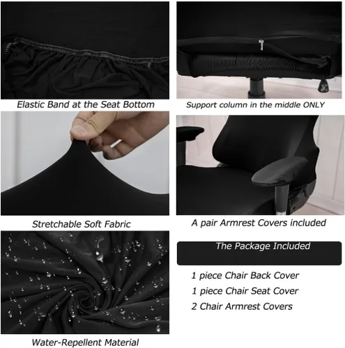Miniatura 3 de Fundas ergonómicas para silla de oficina con reposabrazos, fundas elásticas repelentes al agua para adultos, videojuegos, reclinables, carreras