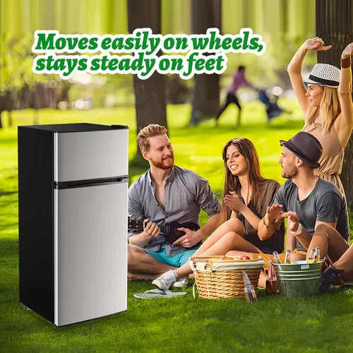Miniatura 5 de DEMULELR - Refrigerador pequeño de 3.9 pies cúbicos con congelador, refrigerador de dos puertas con cajón para verduras y espacio extra