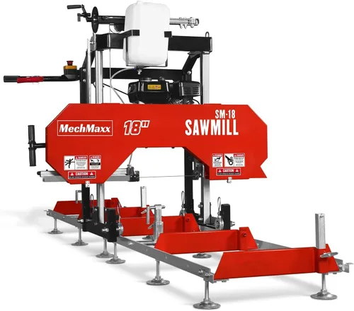 Miniatura 9 de MechMaxx Aserradero portátil de 18'', motor de gasolina DUCAR 212cc 7HP, ancho de tablero de 15'' y grosor de tablero de 7'', longitud de pista